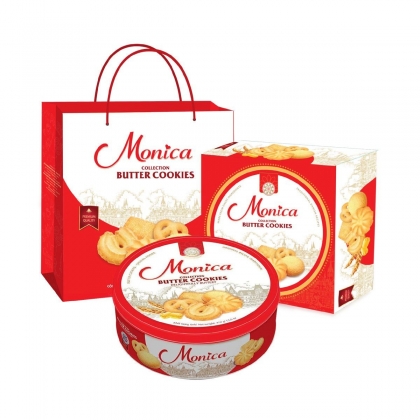 Hộp bánh quy bơ Monica 380g (đỏ)